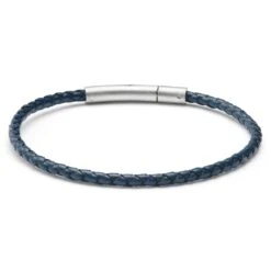 Lucleon Collins | Bracelet En Cuir Tressé Bleu Marine 3 Mm -Bagues Magasin 08 zeismont ll collins leather bracelets8049 copy 2 kolin 1