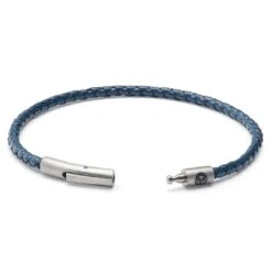 Lucleon Collins | Bracelet En Cuir Tressé Bleu Marine 3 Mm -Bagues Magasin 08 zeismont ll collins leather bracelets8065 copy 2 kolin 1