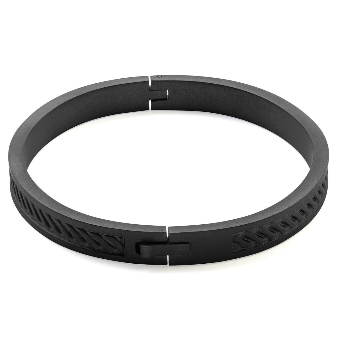 Lucleon Bracelet Jonc Arie Noir à Torsades 4 Lucleon Bracelet Jonc Arie Noir à Torsades – Image 2