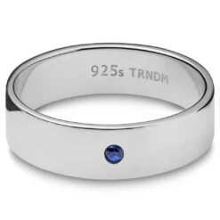 Sidegren Anneau Adrian En Argent Sterling 925 Avec Zircone Bleue -Bagues Magasin 1 2noviadr