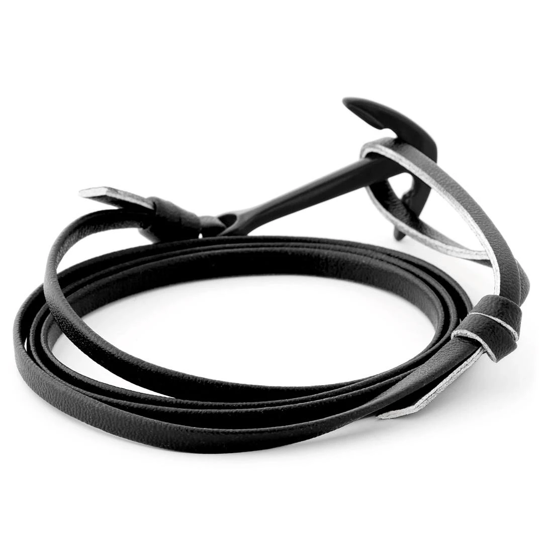 Tailor Toki Bracelet En Cuir Noir à Pendentif L'ancre Noire 5 Tailor Toki Bracelet En Cuir Noir à Pendentif L'ancre Noire – Image 3