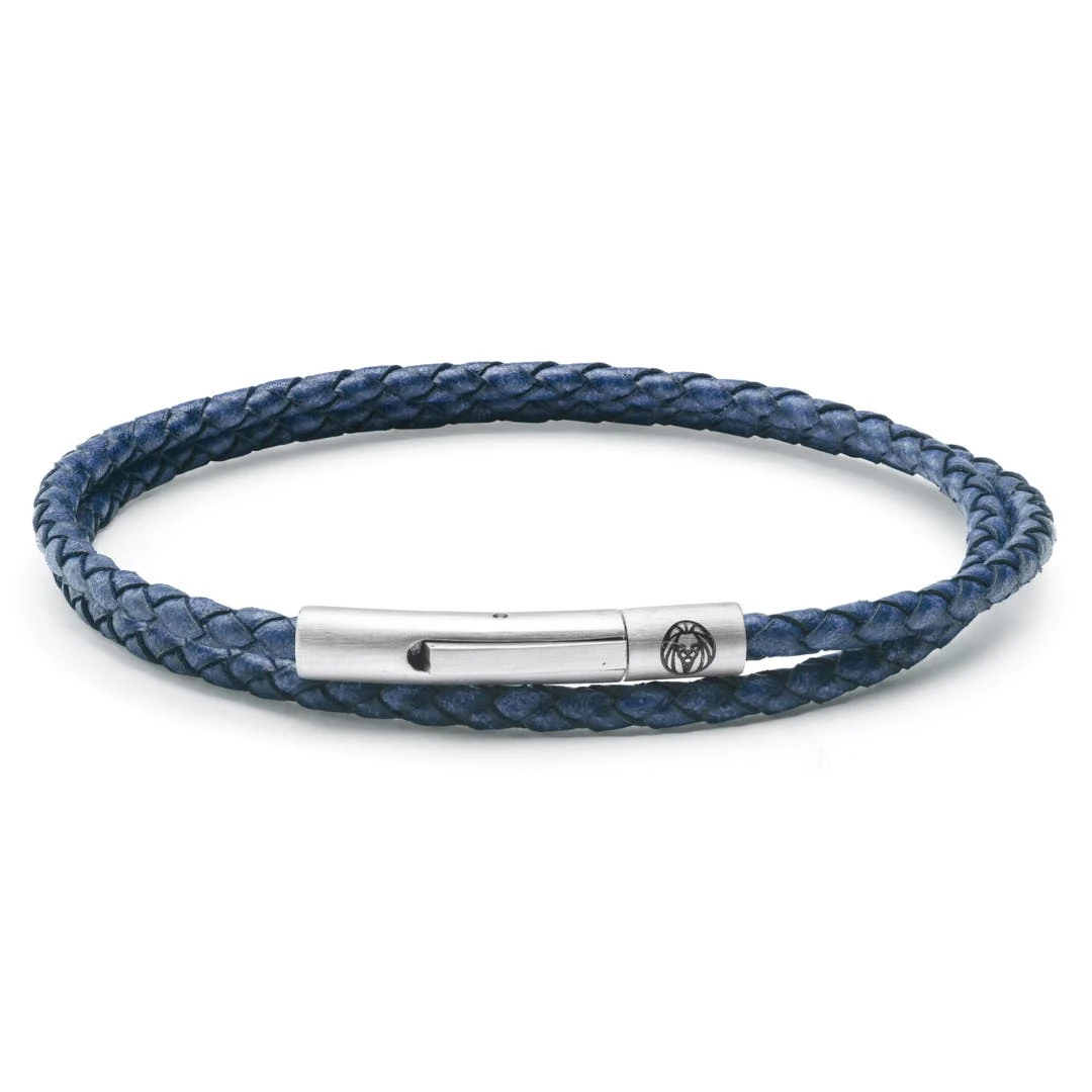 Lucleon Collins | Bracelet à Double Tour En Cuir Tressé Bleu Marine 3 Mm 3 Lucleon Collins | Bracelet à Double Tour En Cuir Tressé Bleu Marine 3 Mm