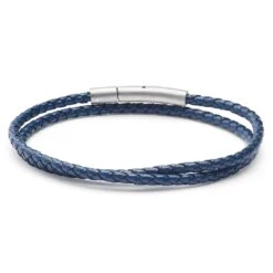 Lucleon Collins | Bracelet à Double Tour En Cuir Tressé Bleu Marine 3 Mm 7 Lucleon Collins | Bracelet à Double Tour En Cuir Tressé Bleu Marine 3 Mm -Bagues Magasin 10 zeismont ll collins leather bracelets8078 copy kolin 4