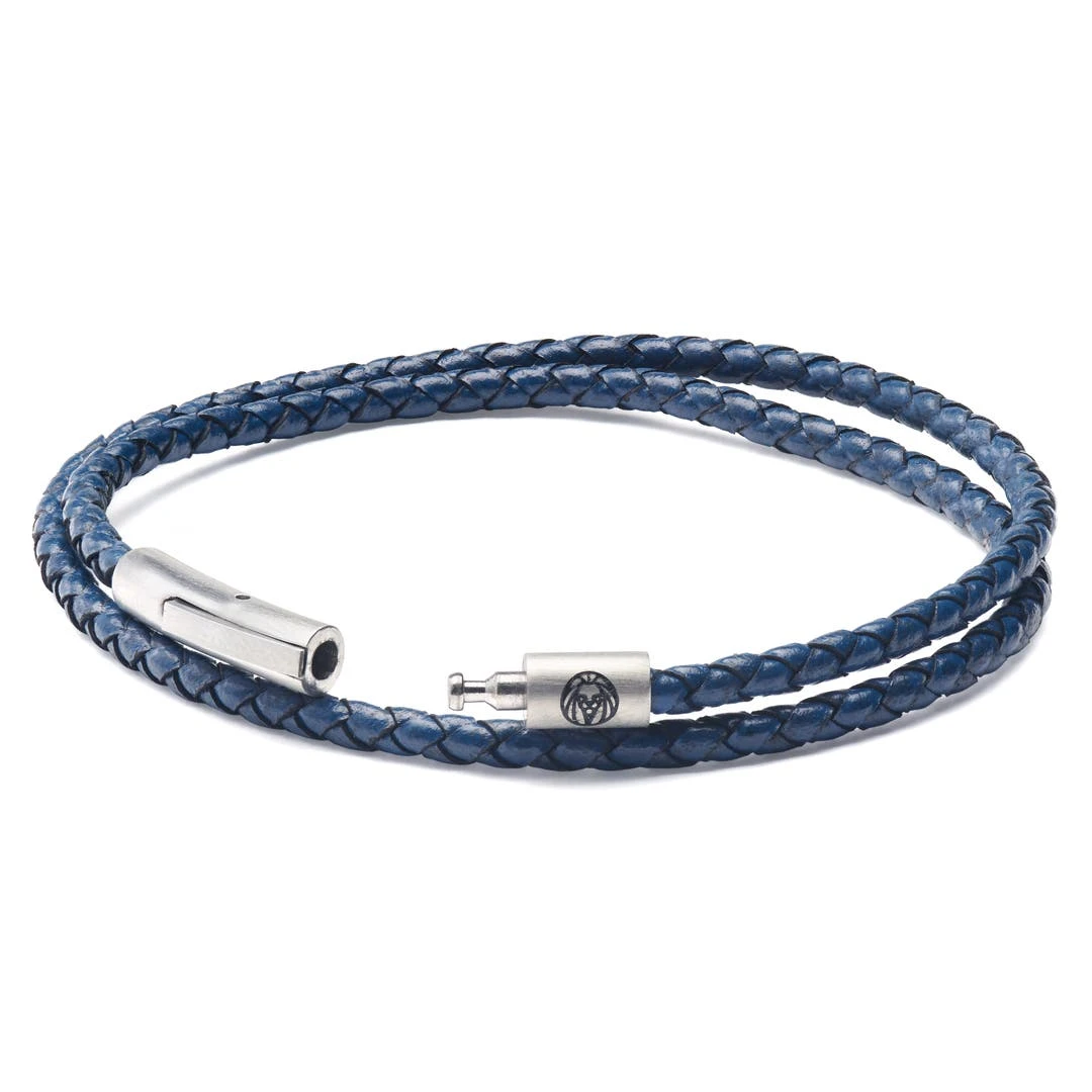 Lucleon Collins | Bracelet à Double Tour En Cuir Tressé Bleu Marine 3 Mm 5 Lucleon Collins | Bracelet à Double Tour En Cuir Tressé Bleu Marine 3 Mm – Image 3