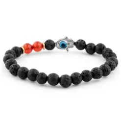 Neshraw Bracelet Noir Et Rouge Lave -Bagues Magasin 11110 02