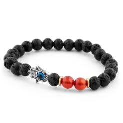 Neshraw Bracelet Noir Et Rouge Lave -Bagues Magasin 11110 03