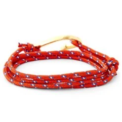Tailor Toki Bracelet L'hameçon Doré à Cordon Rouge Blanc Et Bleu -Bagues Magasin 12 1 73 1 42
