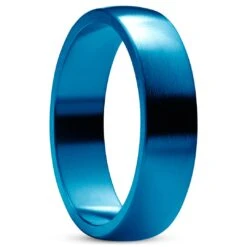 Lucleon Ferrum | Anneau Bleu En Acier Inoxydable Brossé - Profil En 'D' - 6 Mm