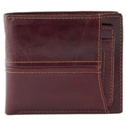 Collin Rowe Portefeuille En Cuir Marron Double Couture -Bagues Magasin 12571 03