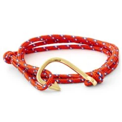 Tailor Toki Bracelet L'hameçon Doré à Cordon Rouge Blanc Et Bleu