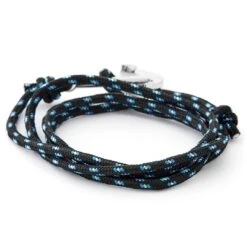 Tailor Toki Le Marin - Bracelet Noir Et Bleu à Pendentif Argenté -Bagues Magasin 13 1 50 1 82 1