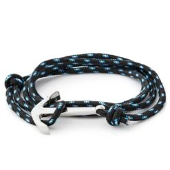 Tailor Toki Le Marin - Bracelet Noir Et Bleu à Pendentif Argenté