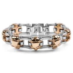 Fort Tempus Bracelet Biker En Acier Chirurgical De Couleur Or Et Argent -Bagues Magasin 14 1 192