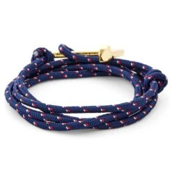 Tailor Toki Bracelet L'ancre Dorée à Cordon Bleu Blanc Rouge 10 Tailor Toki Bracelet L'ancre Dorée à Cordon Bleu Blanc Rouge -Bagues Magasin 14 1 91