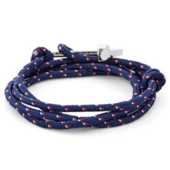 Tailor Toki Le Marin - Bracelet Bleu Marine, Rouge Et Blanc à Pendentif Argenté -Bagues Magasin 14 1 93 1
