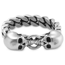 Lucleon Aspero | Bague à Deux Têtes De Mort En Acier Inoxydable Argenté 7 Lucleon Aspero | Bague à Deux Têtes De Mort En Acier Inoxydable Argenté -Bagues Magasin 14 2asper