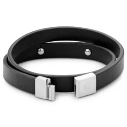 Lucleon Nomen | Bracelet En Cuir Noir Avec Plaque D'identité En Métal Argenté -Bagues Magasin 14 3imme 3