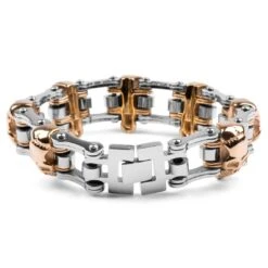 Fort Tempus Bracelet Biker En Acier Chirurgical De Couleur Or Et Argent -Bagues Magasin 14 4 41