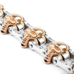 Fort Tempus Bracelet Biker En Acier Chirurgical De Couleur Or Et Argent -Bagues Magasin 14 5 25