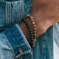 Lucleon Bracelet Miro En Agate Brune Et Bois Noir 11 Lucleon Bracelet Miro En Agate Brune Et Bois Noir -Bagues Magasin 14571 bracelet 1