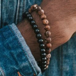 Lucleon Bracelet Miro En Agate Brune Et Bois Noir 13 Lucleon Bracelet Miro En Agate Brune Et Bois Noir -Bagues Magasin 14571bm