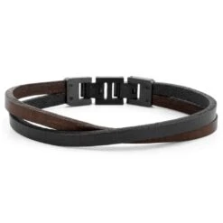 Lucleon Bracelet Roy à Simple Tour En Cuir Foncé Avec Fermoir Noir