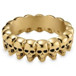 Lucleon Aspero | Bague Avec Crânes En Acier Inoxydable Doré 8 Mm 6 Lucleon Aspero | Bague Avec Crânes En Acier Inoxydable Doré 8 Mm -Bagues Magasin 15 2asper