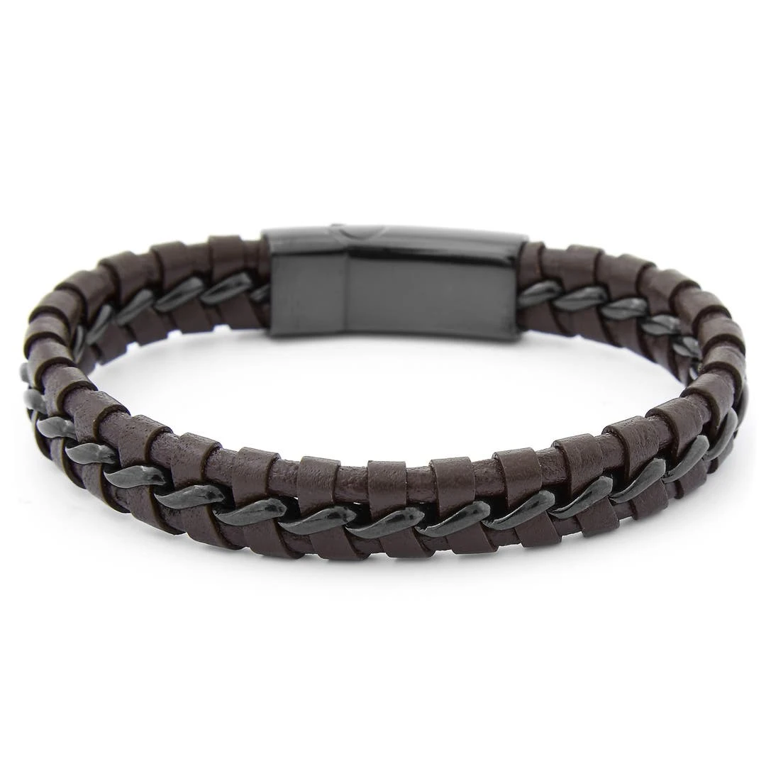 Lucleon Bracelet En Cuir Brun Lacé 7 Lucleon Bracelet En Cuir Brun Lacé – Image 5