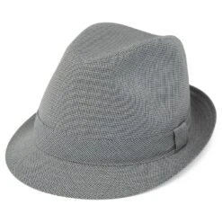 Fawler Chapeau Fedora Tyrol Gris Ă Motif Pied-de-poule