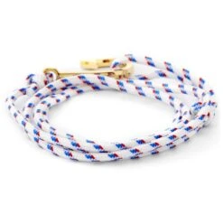 Tailor Toki Bracelet L'hameçon Doré à Cordon Blanc, Bleu Et Rouge -Bagues Magasin 17 1 5 1 64