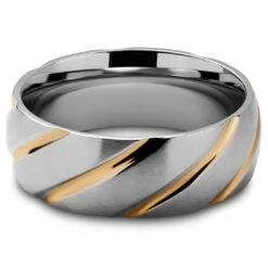 Lucleon Bague Aesop En Vagues De Titane Argenté Et Doré -Bagues Magasin 17 1up