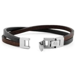 Lucleon Bracelet Roy à Simple Tout En Cuir Foncé Avec Fermoir Argenté -Bagues Magasin 17 3 62