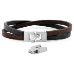 Lucleon Bracelet Roy à Simple Tout En Cuir Foncé Avec Fermoir Argenté -Bagues Magasin 17 4 30