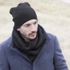 Fawler Bonnet Kaleb Kane En Laine Mérinos Noire -Bagues Magasin 17301 2