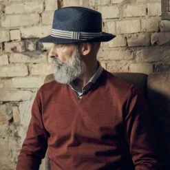 Fawler Chapeau Panama Moda Pino Bleu à Galon Rayé 11 Fawler Chapeau Panama Moda Pino Bleu à Galon Rayé -Bagues Magasin 17964 2 1