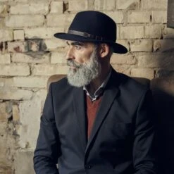 Fawler Chapeau Fédora Flavio Moda Bleu Marine à Bord Plat -Bagues Magasin 17972 2