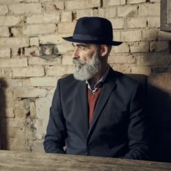 Fawler Chapeau Fedora Filippo Bleu Marine à Bords Bruts -Bagues Magasin 17992 2