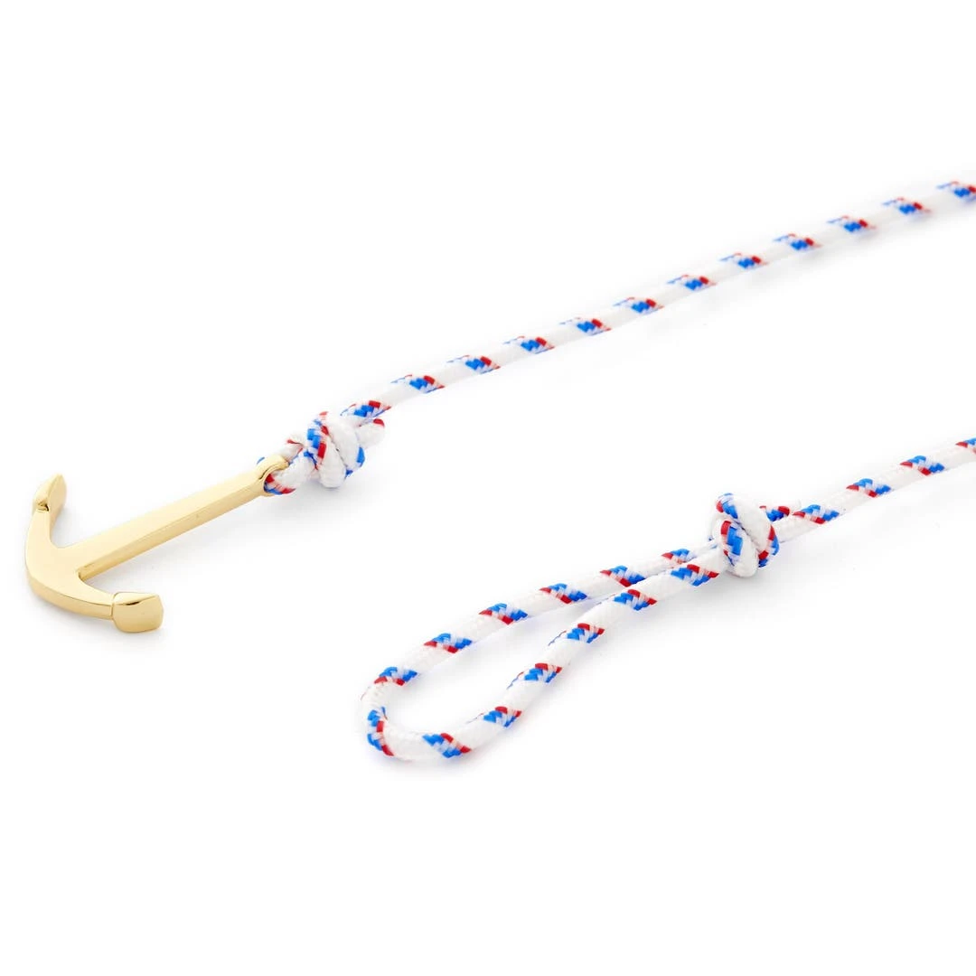 Tailor Toki Bracelet L'ancre Dorée à Cordon Blanc, Rouge Et Bleu 4 Tailor Toki Bracelet L'ancre Dorée à Cordon Blanc, Rouge Et Bleu – Image 2