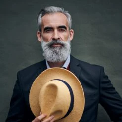 Fawler Chapeau Panama Moda Couleur Havane Clair Avec Gallon Bleu Marine Piero -Bagues Magasin 18004 3