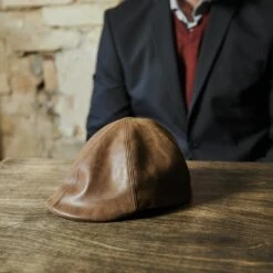 Fawler Casquette Plate En Cuir Végan Brun Clair Moda Maximo -Bagues Magasin 18016