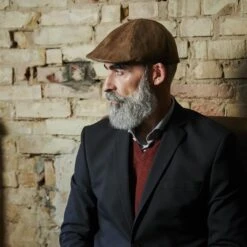 Fawler Casquette Plate En Cuir Végan Brun Clair Moda Maximo -Bagues Magasin 18016 3