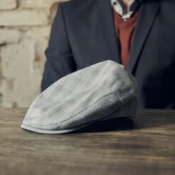 Fawler Casquette Béret Grise à Carreaux Mateo Moda -Bagues Magasin 18058 1