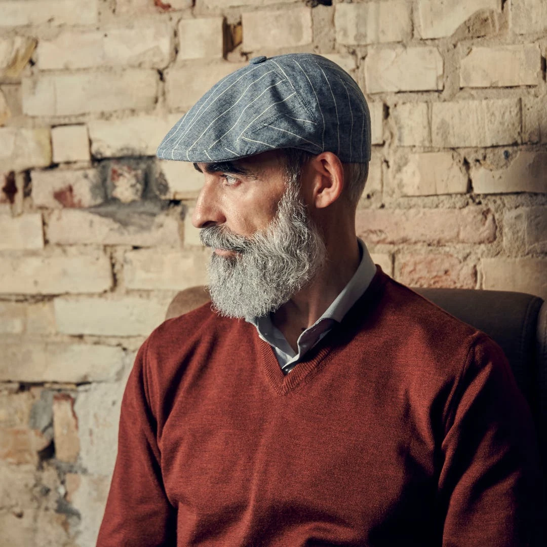 Fawler Casquette Plate Moda à Rayures Bleu Et Blanc Marco 7 Fawler Casquette Plate Moda à Rayures Bleu Et Blanc Marco – Image 5