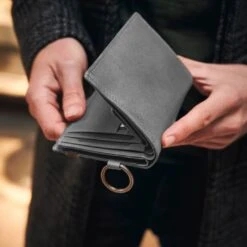 Lucleon Portefeuille En Cuir Gris Anti-RFID Avec Porte-clés Lonnie -Bagues Magasin 18142