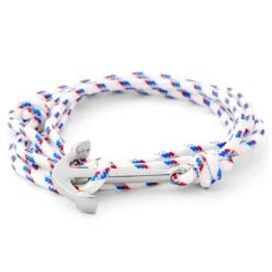 Tailor Toki Le Marin - Bracelet Blanc, Bleu Et Rouge à Pendentif Argenté