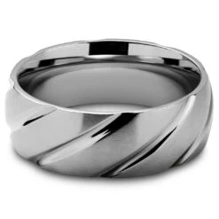 Lucleon Anneau Aesop En Vagues De Titane Argenté -Bagues Magasin 19 1up