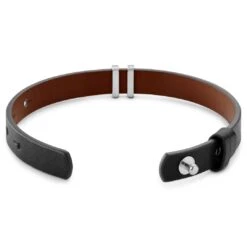 Lucleon Nomen | Bracelet En Cuir Noir Et Marron Avec Finitions En Métal Argenté -Bagues Magasin 19 3imme