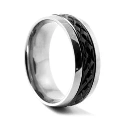 Fort Tempus Anneau En Titane Avec Détail Noir Centré