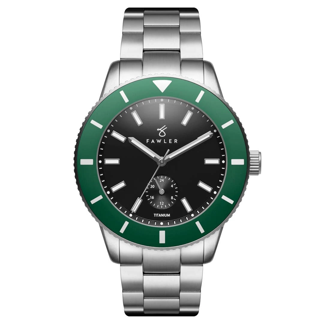 Fawler Makalu | Montre De Plongée En Titane Brossé Avec Lunette Verte 3 Fawler Makalu | Montre De Plongée En Titane Brossé Avec Lunette Verte