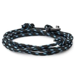 Tailor Toki Bracelet L'ancre Noire à Cordon Noir Et Bleu -Bagues Magasin 2 1 84 1 153